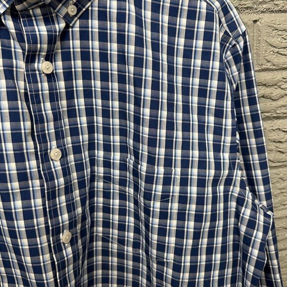 UNTUCKit Plaid Button Down Frocket Blue Dress Shirt Large - Picture 4 of 4